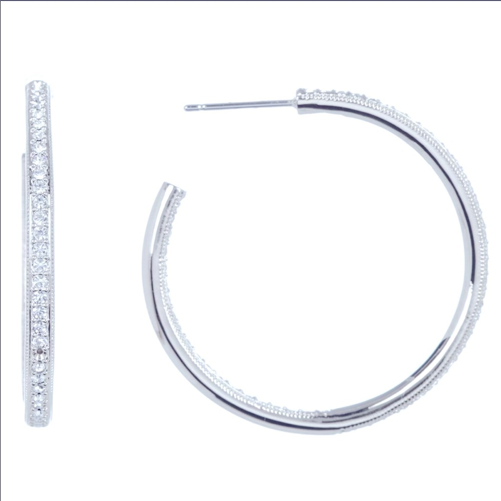 Nadri Inside Out Hoop Earrings w/ Cubic Zirconia